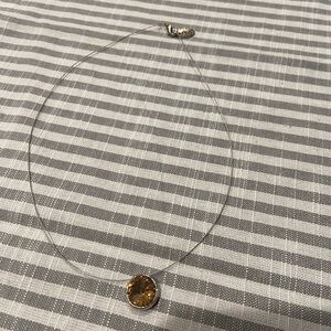 PEES amber crystal thin silver cord necklace